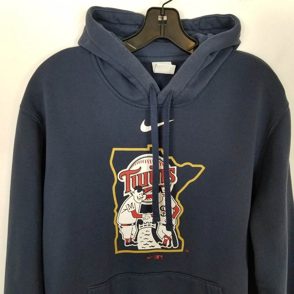 Nike MLB Men Minnesota Twins Hoodie Sweatshirt  Sz L Center Swoosh Navy‎ Fleece